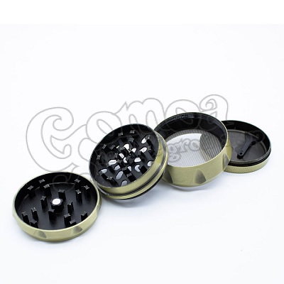 Grinder metal 50 mm with 4 part silver-gold leaf pattern 3